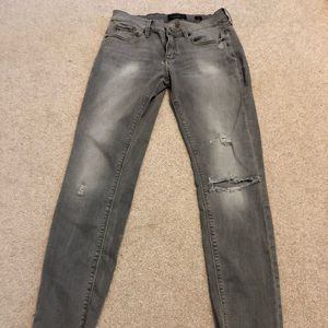 lucky brand grey ripped mom jeans